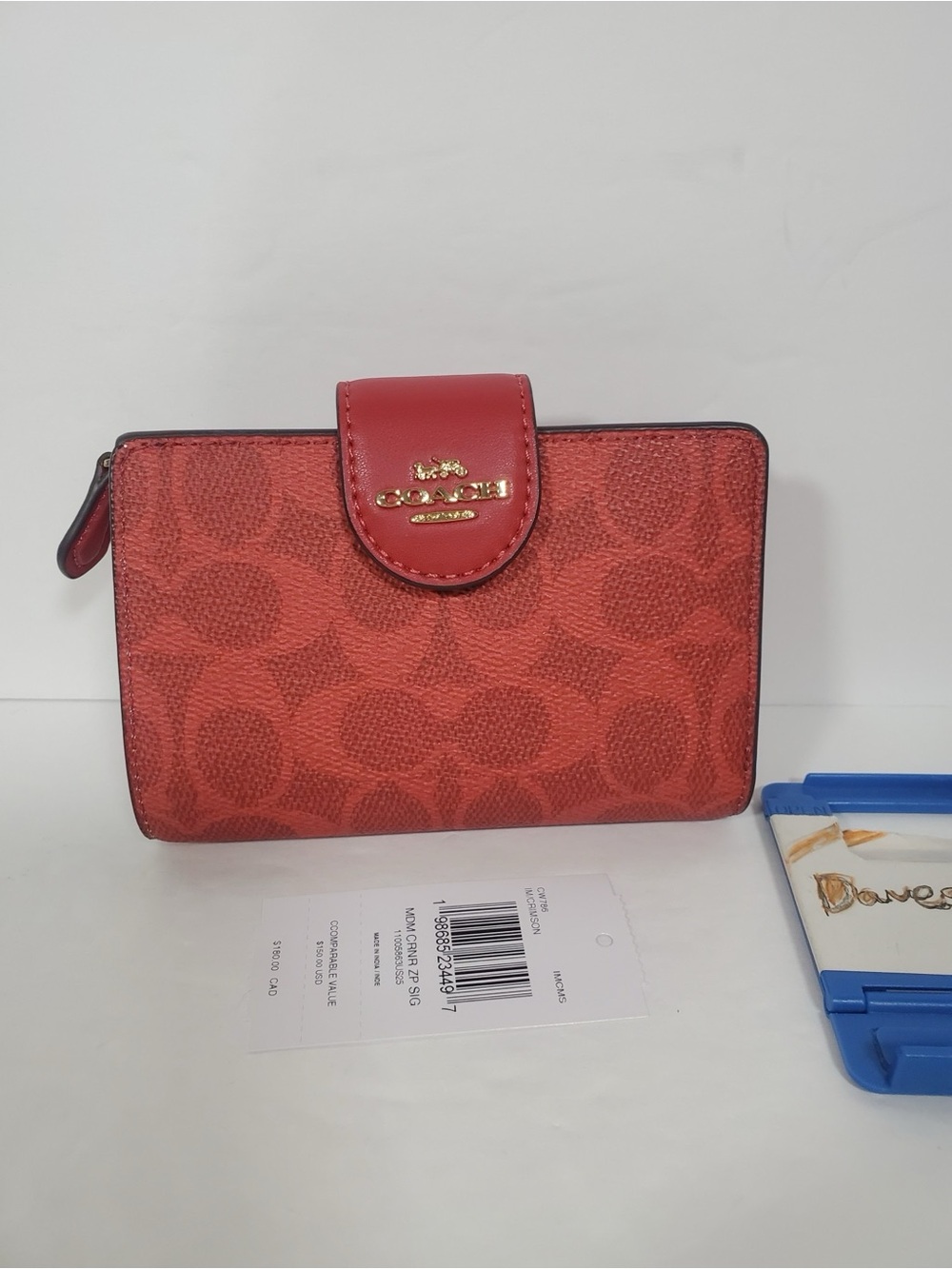 Coach Medium Corner Zip Wallet In Signature Canvas NWT